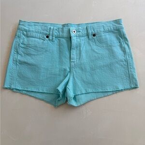 Madewell Neon Light Blue Mid Rise Denim Cut Off Shorts 28